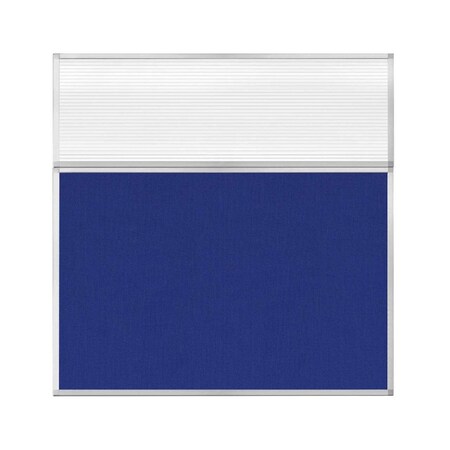 Versare Hush Panel Configurable Cubicle Partition 6' x 6' W/ Window Royal Blue Fabric Clear Fluted Window 1852334-1